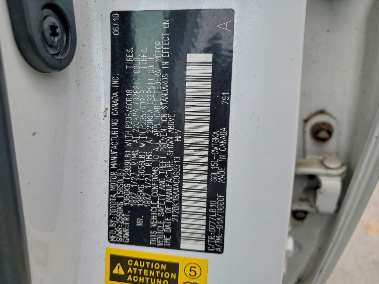 2010 Lexus Rx 350 VIN: 2T2BK1BAXAC069313 Lot: 94103455