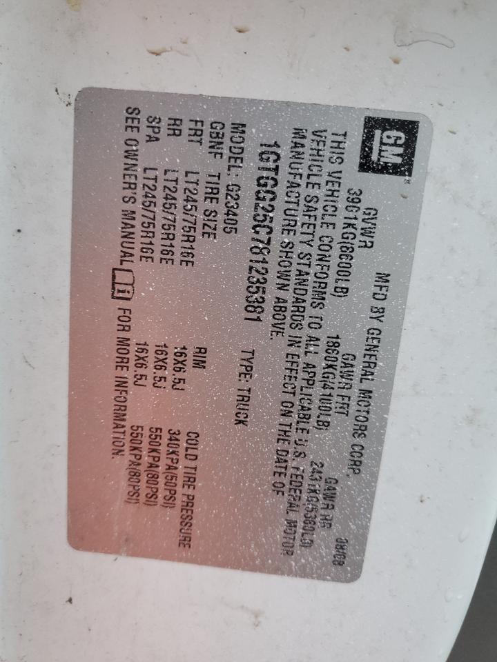 2008 GMC Truck Savana G25 VIN: 1GTGG25C781235381 Lot: 92632605