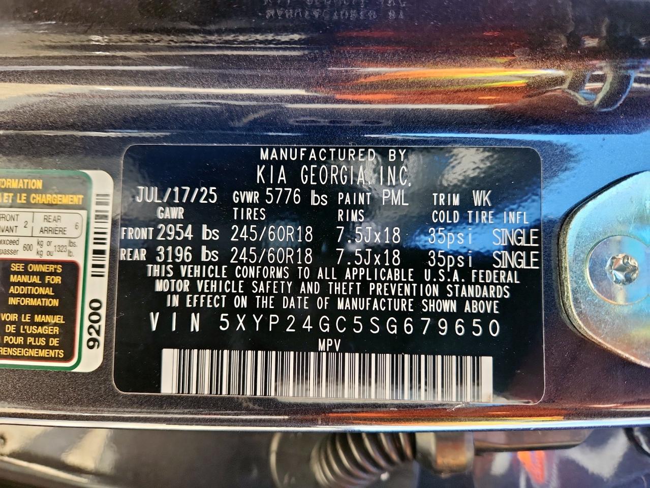 2025 Kia Telluride Lx VIN: 5XYP24GC5SG679650 Lot: 91924795