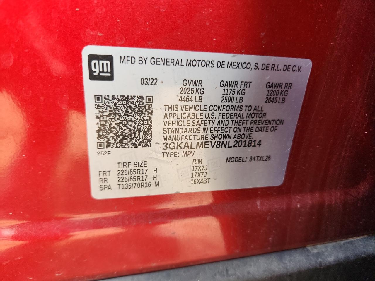 2022 GMC Terrain Sle VIN: 3GKALMEV8NL201814 Lot: 92129565