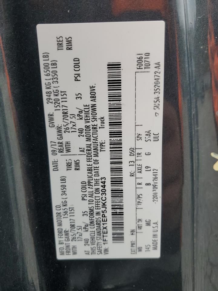 2018 Ford F150 Super Cab VIN: 1FTEX1EP5JKC30443 Lot: 85428175