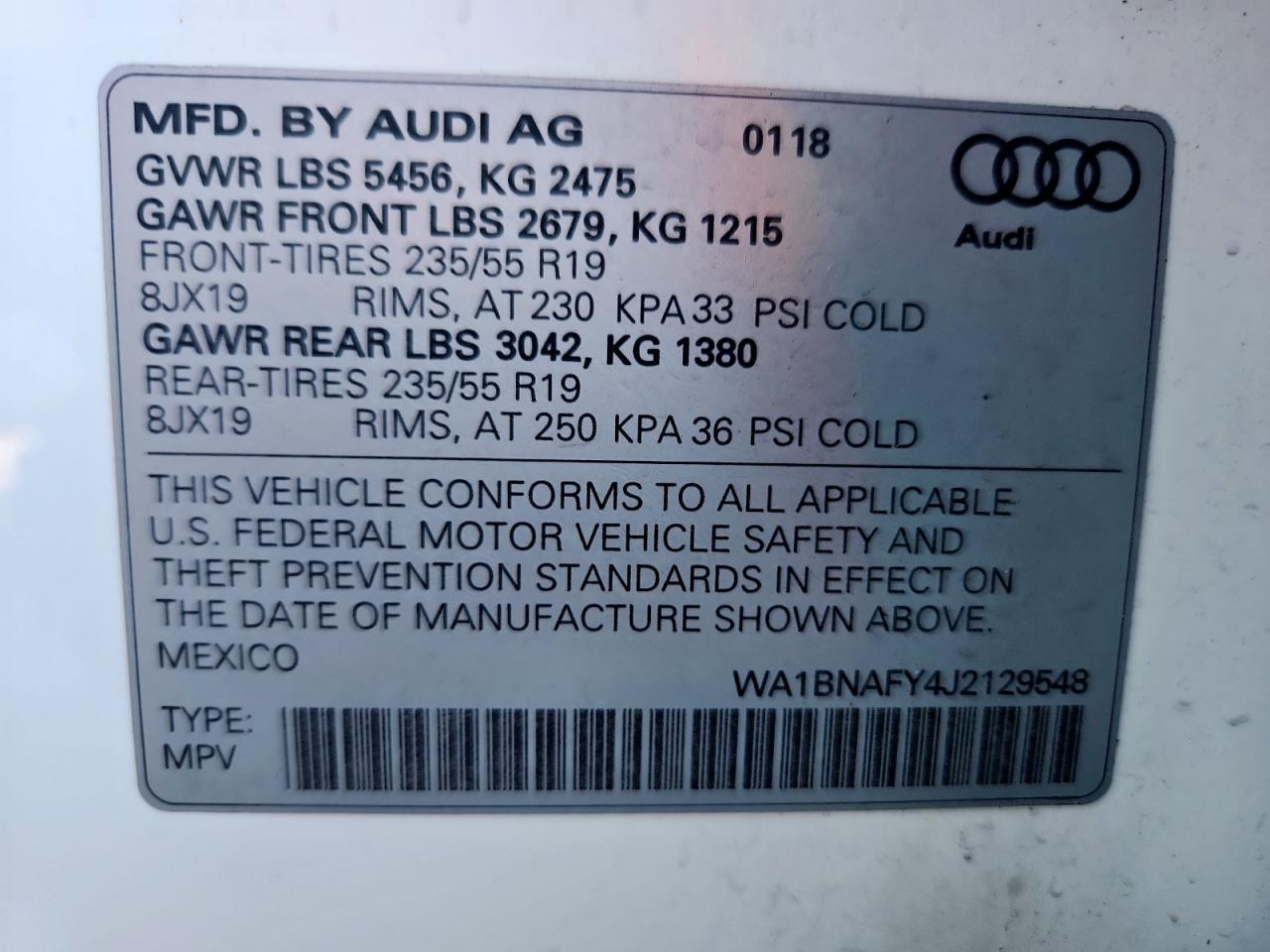 2018 Audi Q5 Premium Plus VIN: WA1BNAFY4J2129548 Lot: 91321315