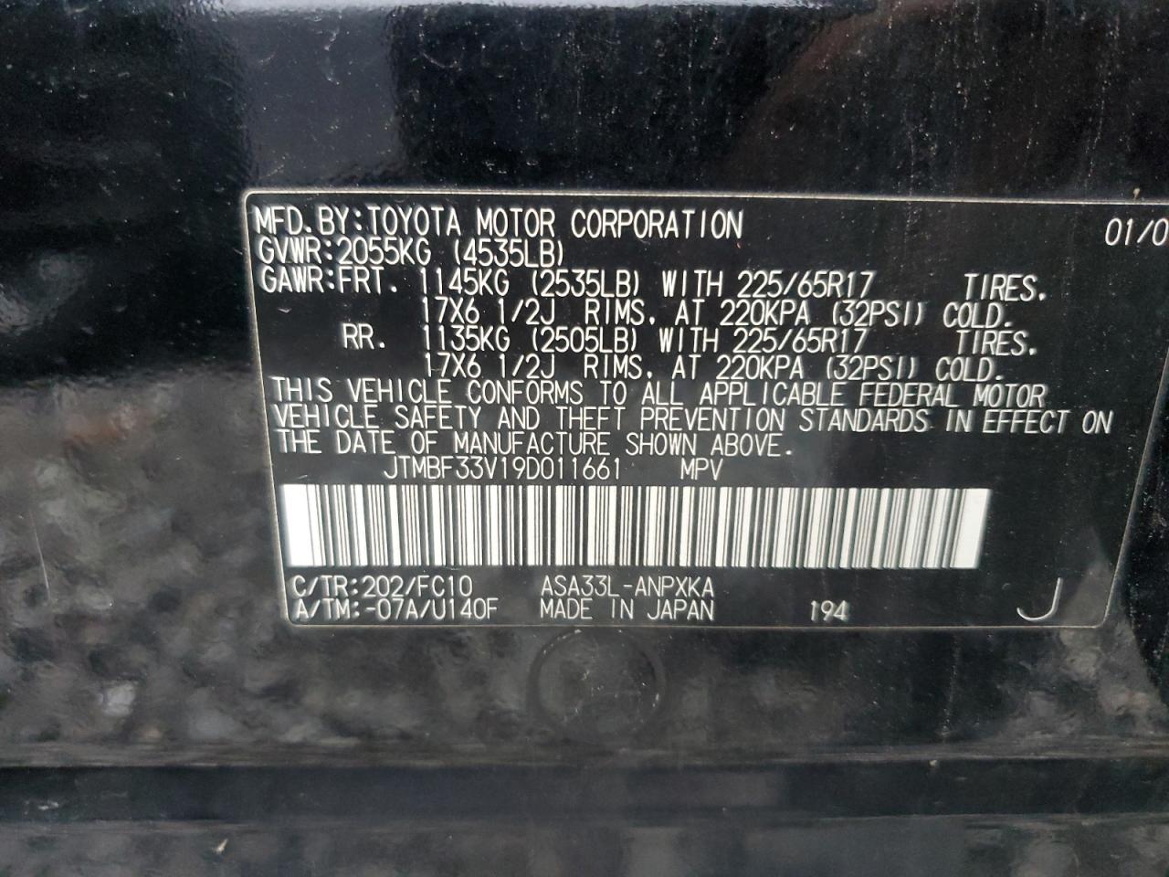 2009 Toyota Rav4 VIN: JTMBF33V19D011661 Lot: 91366105