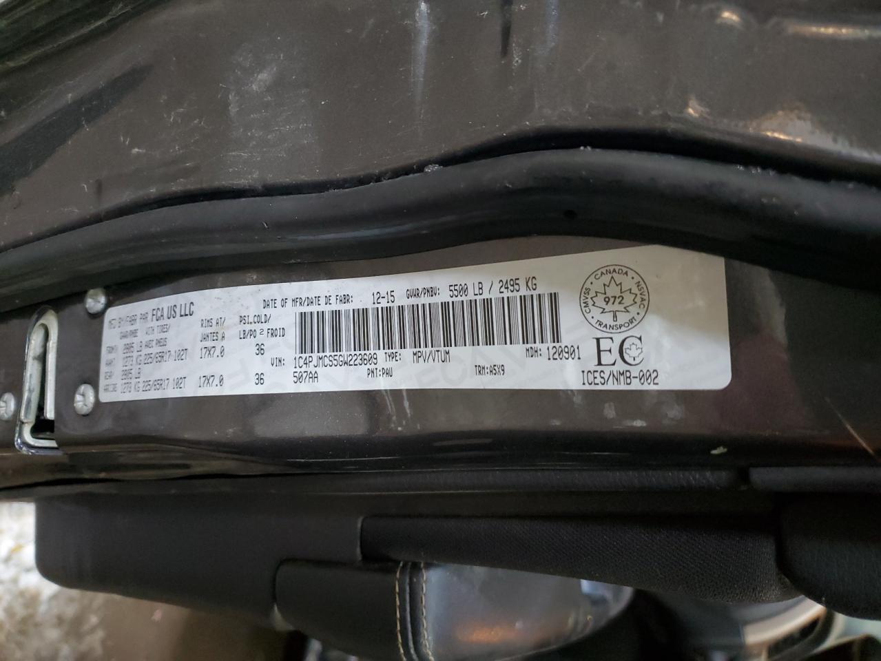 2016 Jeep Cherokee Latitude VIN: 1C4PJMCS5GW223609 Lot: 92449475