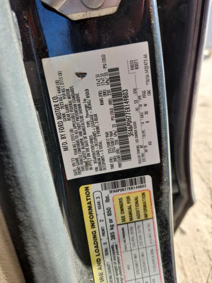 2014 Ford Fusion Se VIN: 3FA6P0H77ER149803 Lot: 90346315