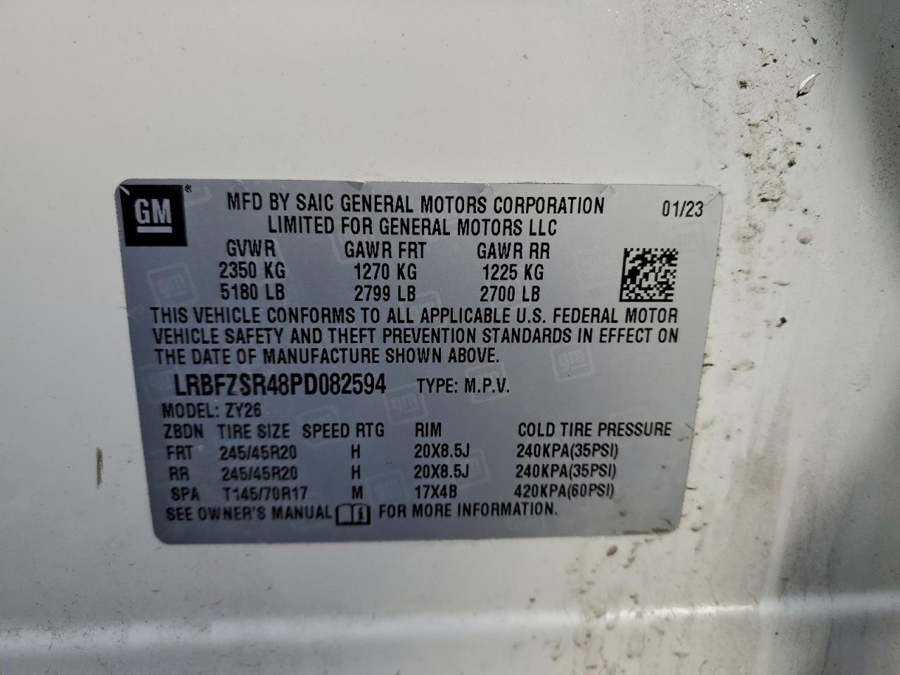 2023 Buick Envision Avenir VIN: LRBFZSR48PD082594 Lot: 94158165