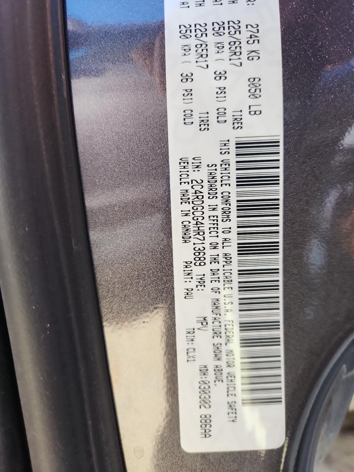 2017 Dodge Grand Caravan Sxt VIN: 2C4RDGCG4HR713689 Lot: 92139275