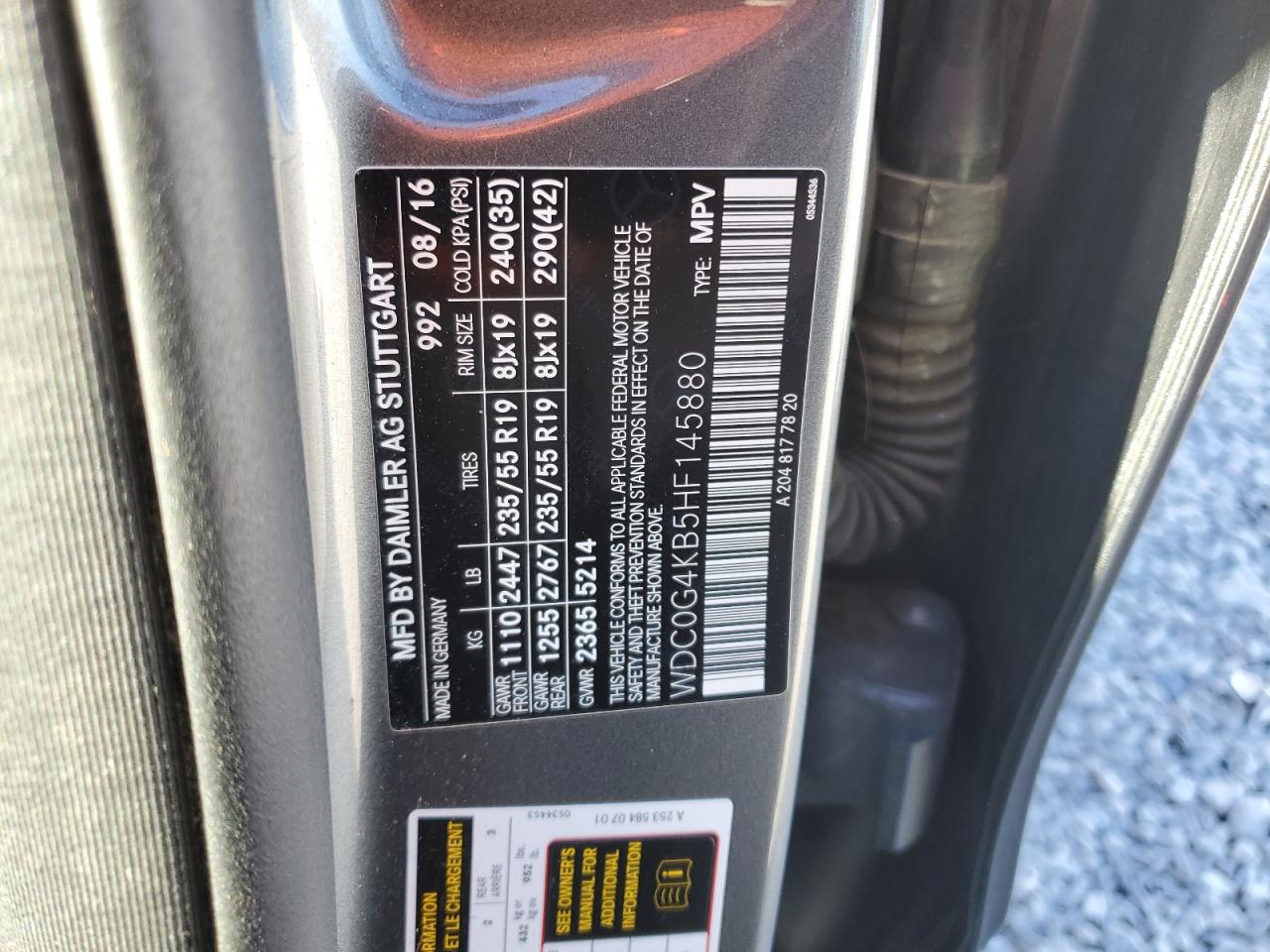 2017 Mercedes-Benz Glc 300 4Matic VIN: WDC0G4KB5HF145880 Lot: 91818385