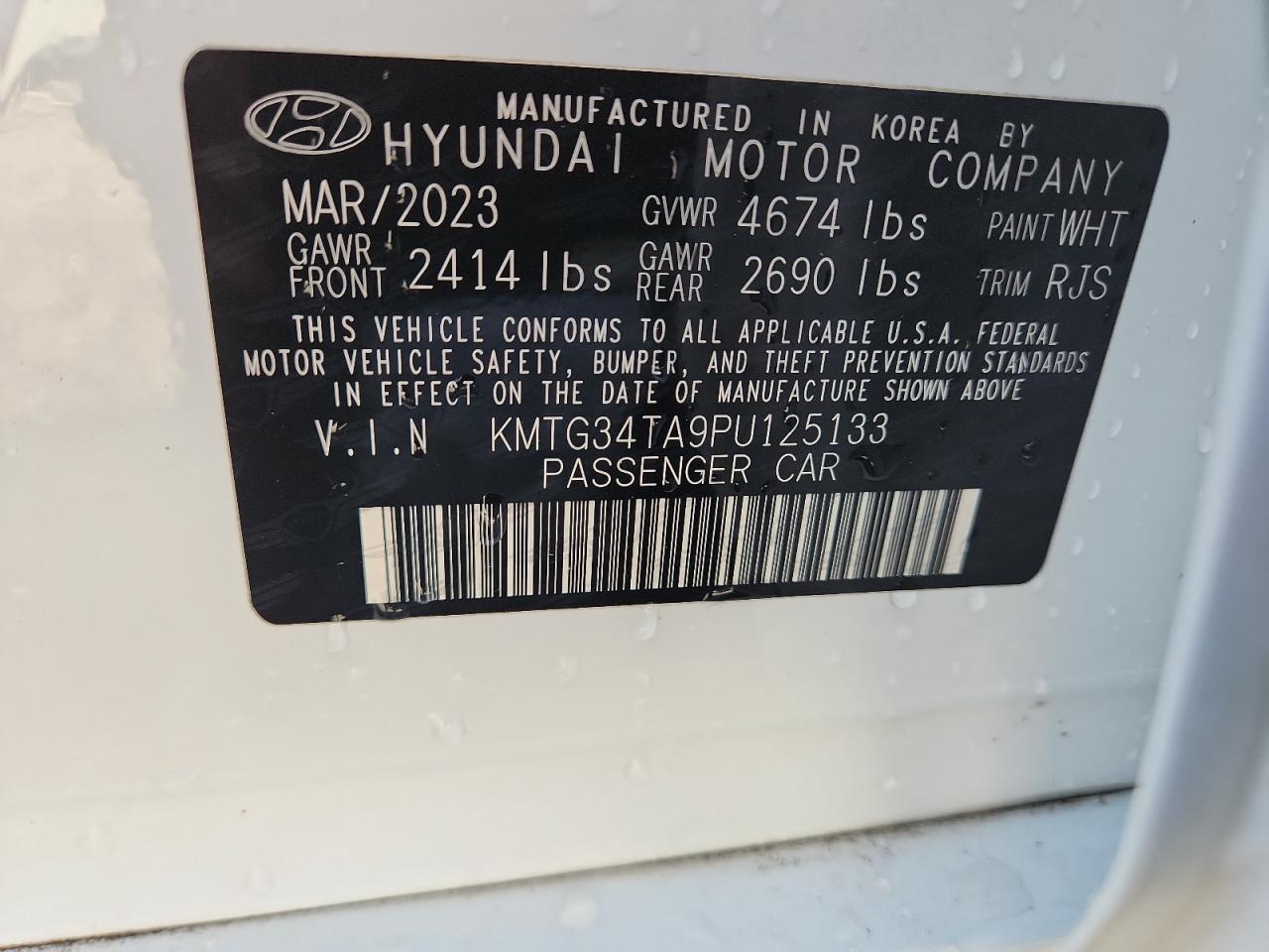 2023 Genesis G70 Base VIN: KMTG34TA9PU125133 Lot: 91030065