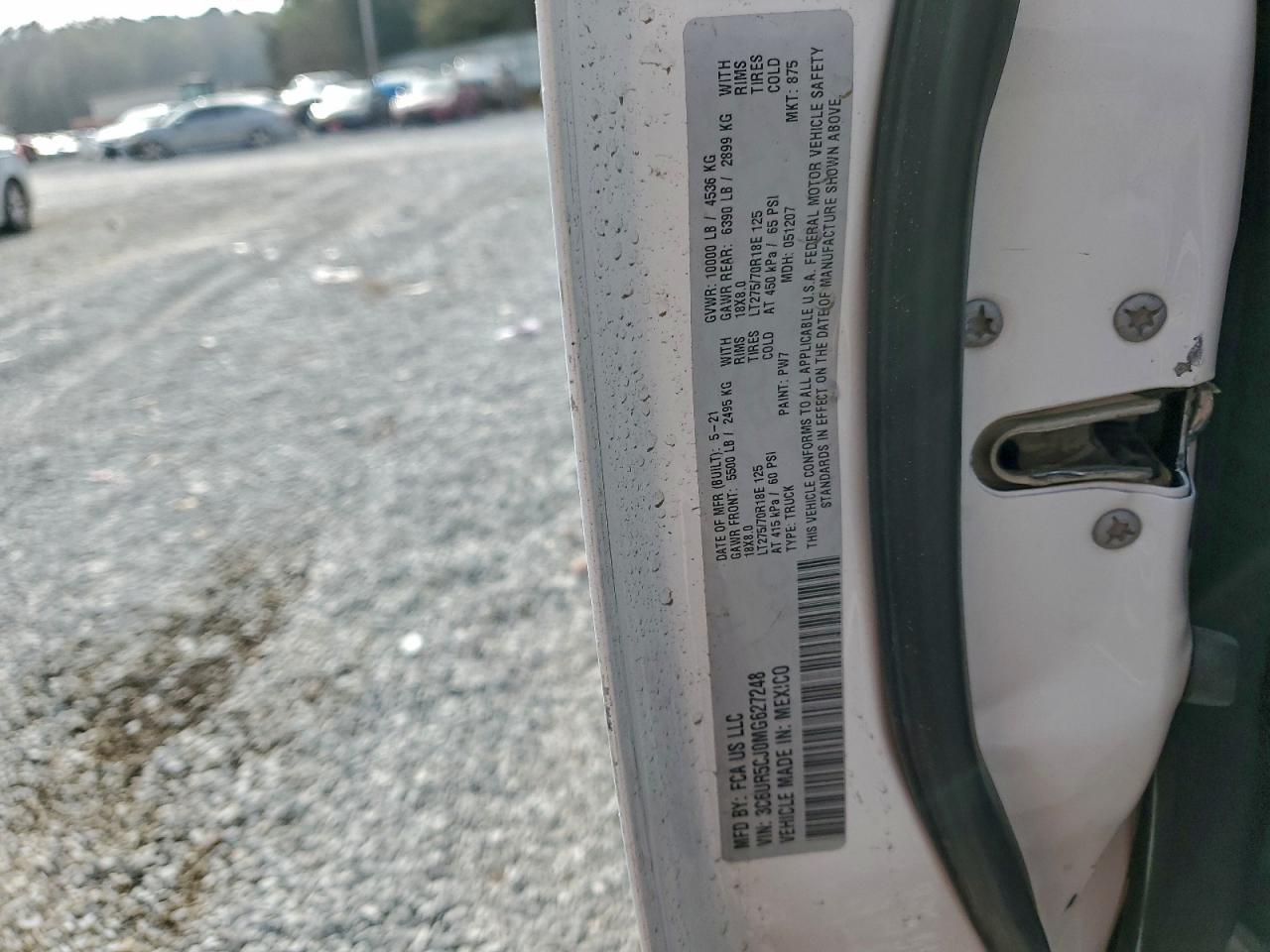 2021 Ram 2500 Tradesman VIN: 3C6UR5CJ0MG627248 Lot: 93691295