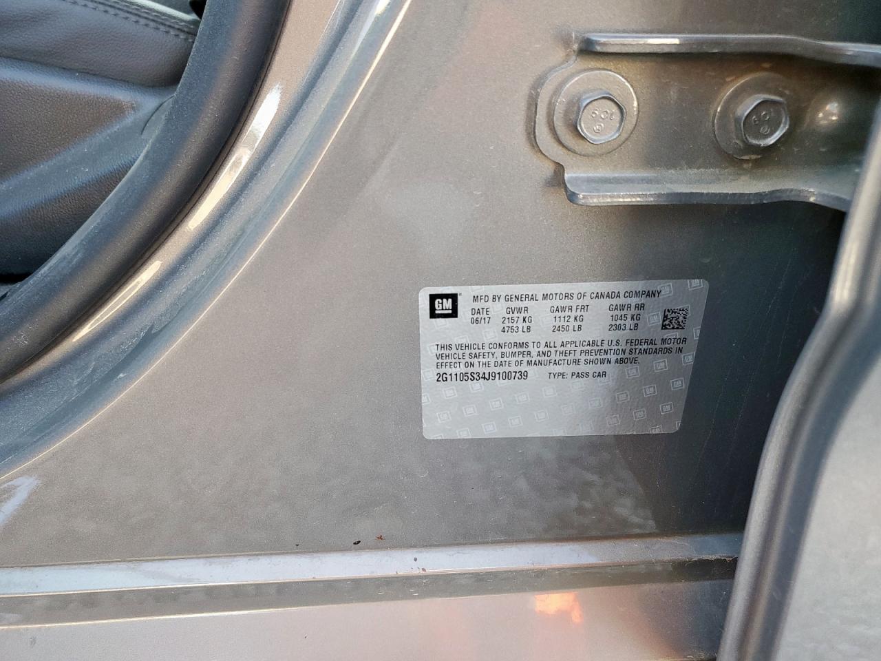 2018 Chevrolet Impala Lt VIN: 2G1105S34J9100739 Lot: 93142175