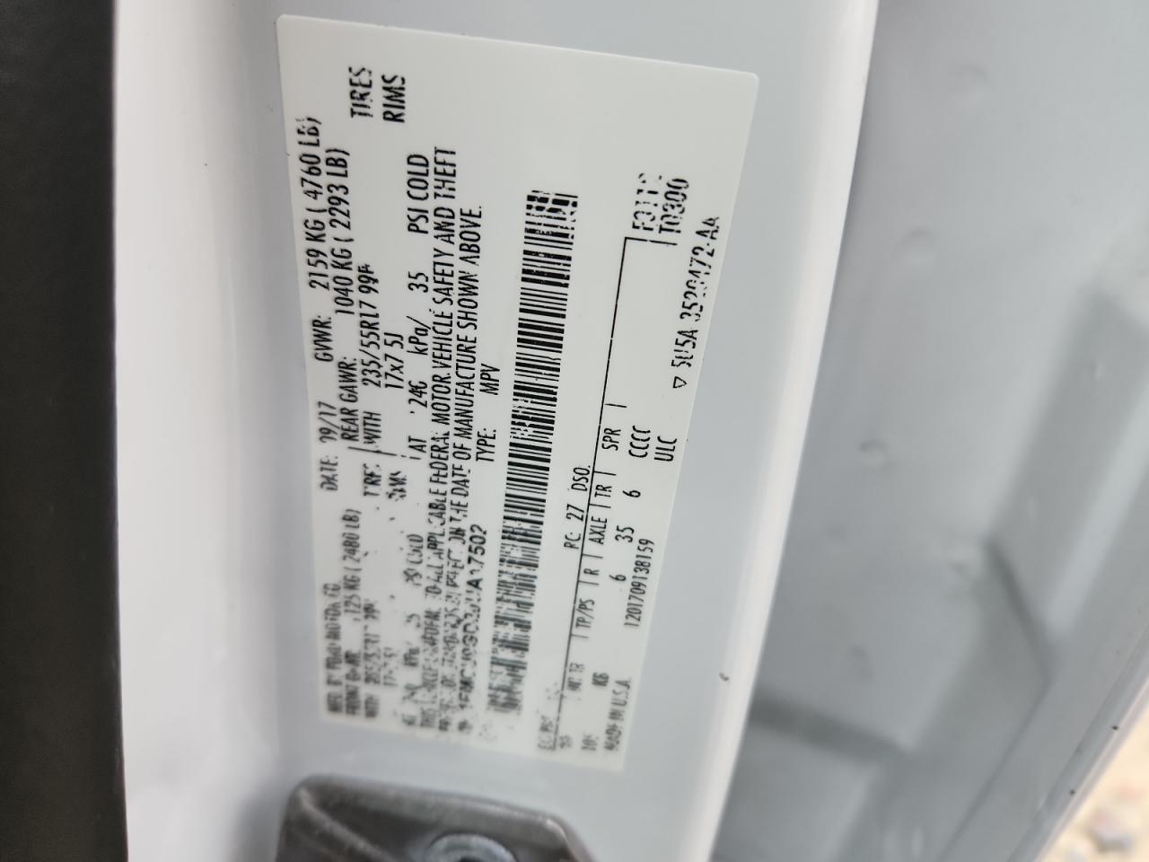 2018 Ford Escape Se VIN: 1FMCU9GD2JUA17502 Lot: 91725135