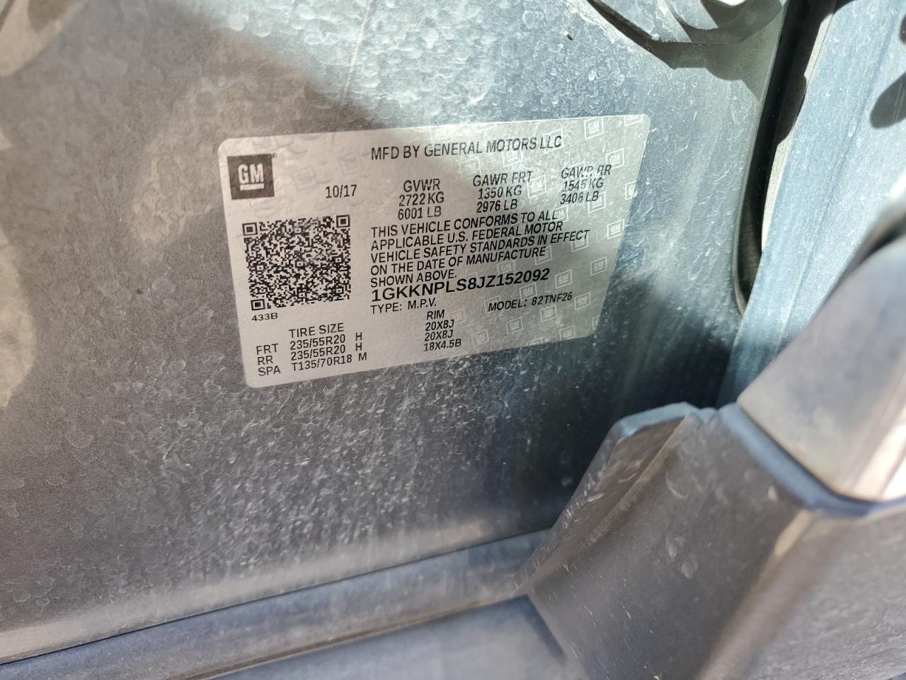 2018 GMC Acadia Denali VIN: 1GKKNPLS8JZ152092 Lot: 92904235