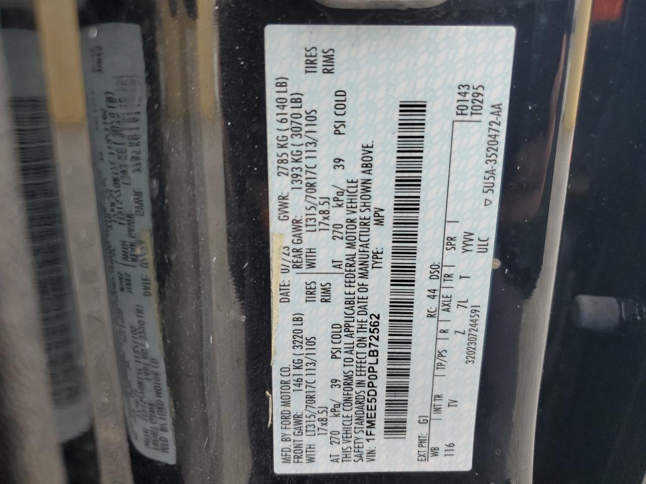 2023 Ford Bronco Base VIN: 1FMEE5DP0PLB72562 Lot: 93549375