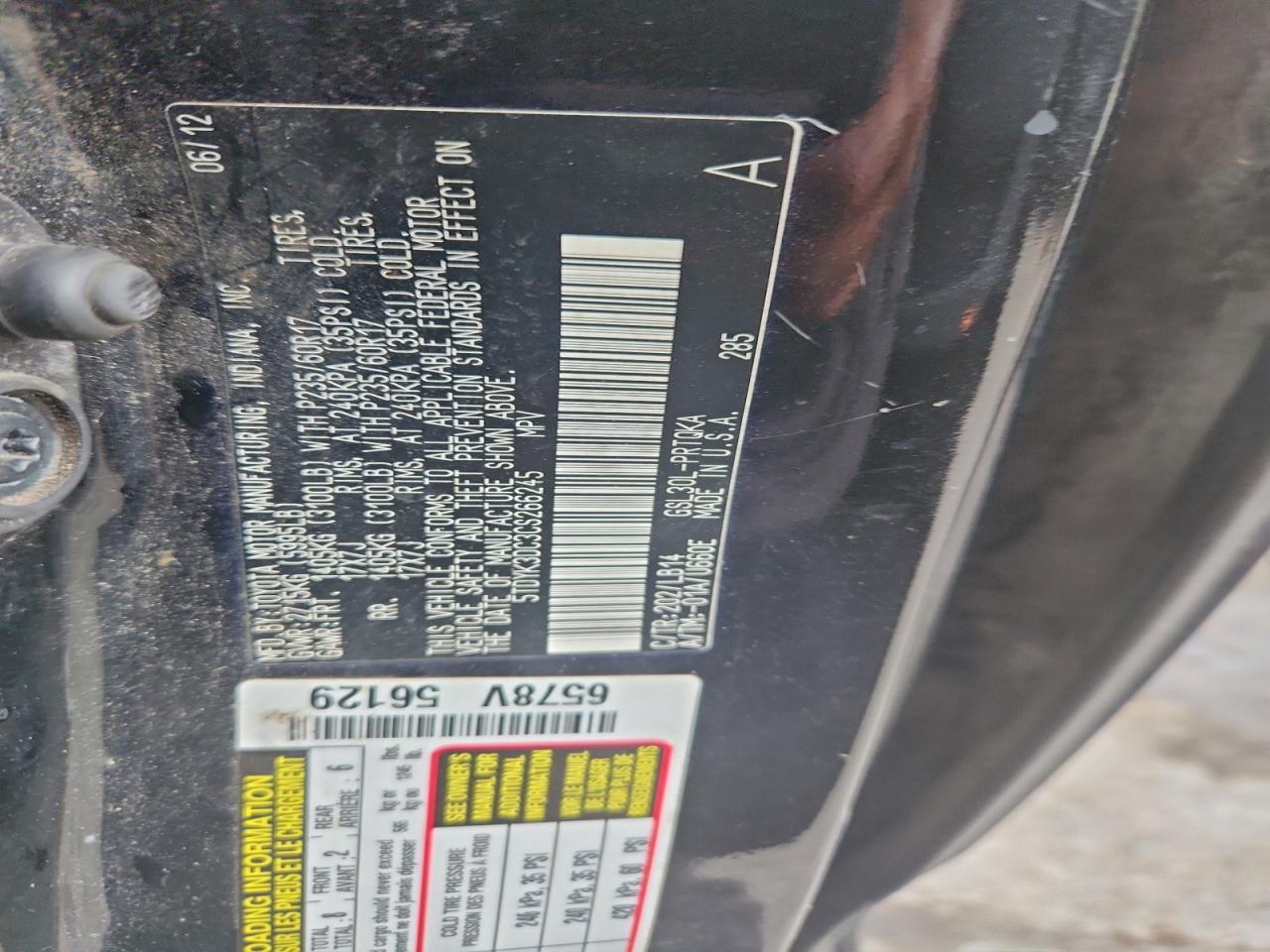 2012 Toyota Sienna Xle VIN: 5TDYK3DC3CS266245 Lot: 93003675