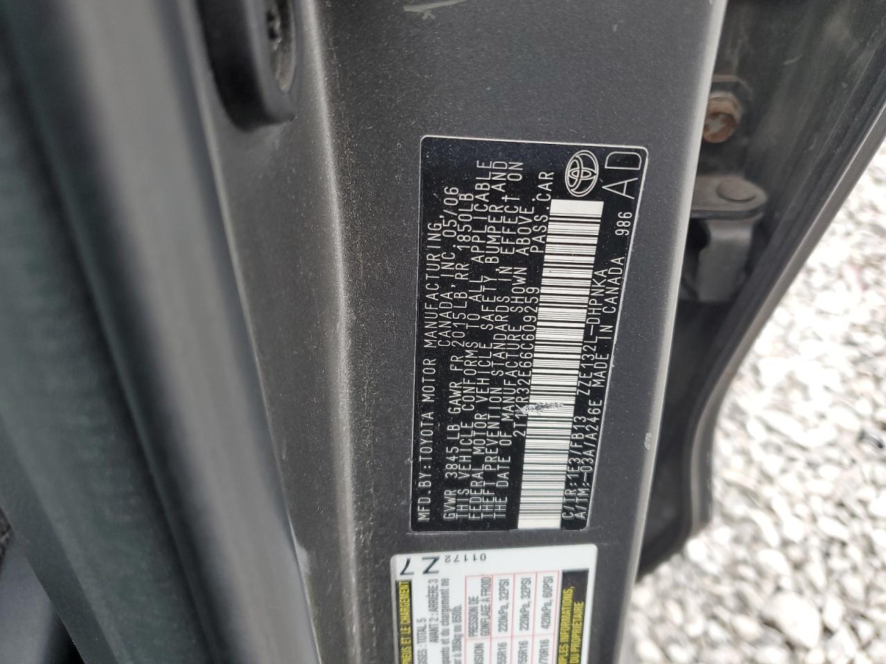 2006 Toyota Corolla Matrix Xr VIN: 2T1KR32E66C609259 Lot: 93639445