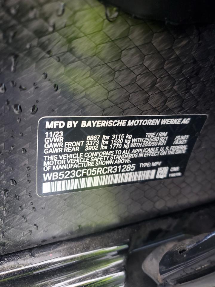 2024 BMW Ix xDrive50 VIN: WB523CF05RCR31285 Lot: 92701065