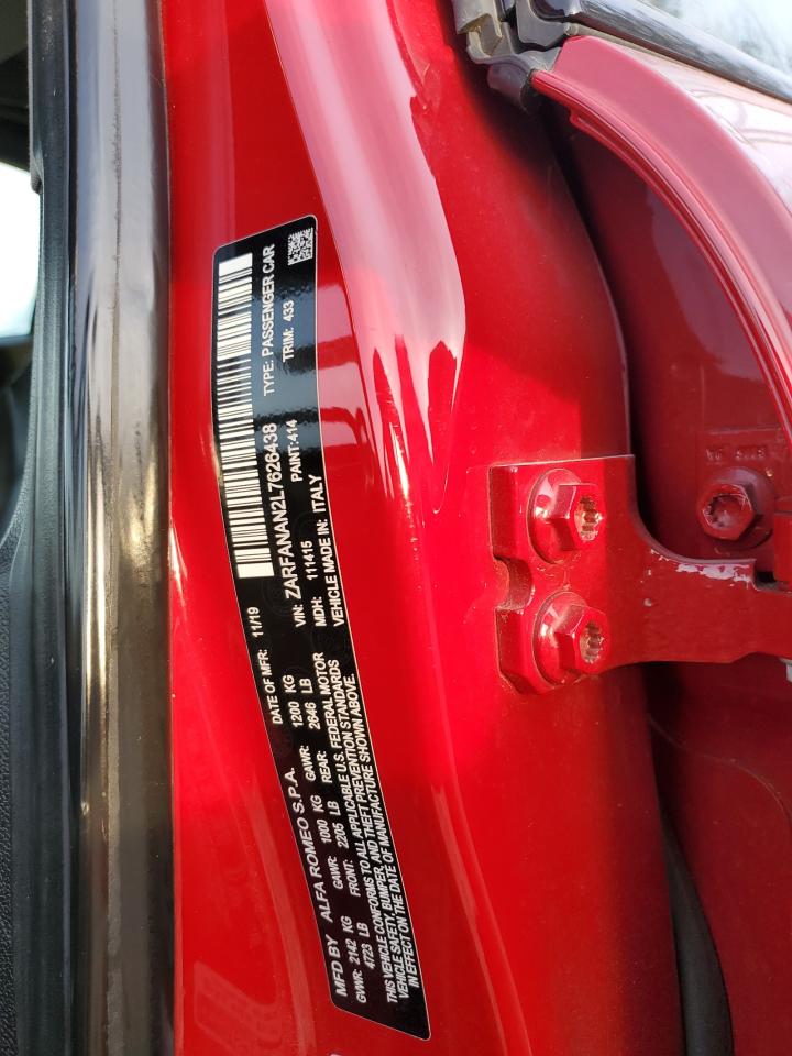 2020 Alfa Romeo Giulia VIN: ZARFANAN2L7626438 Lot: 91628345