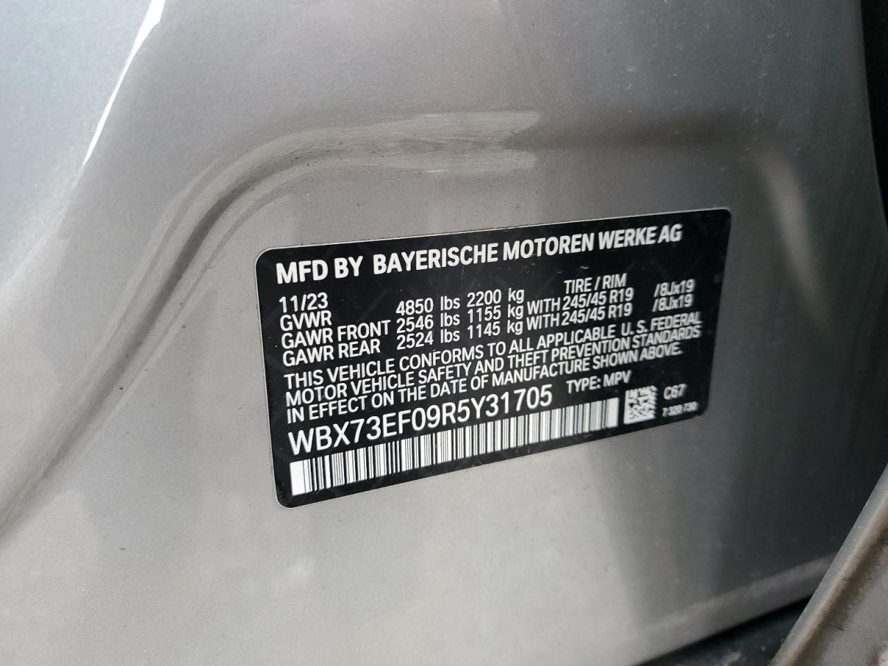 2024 BMW X1 xDrive28I VIN: WBX73EF09R5Y31705 Lot: 92454555