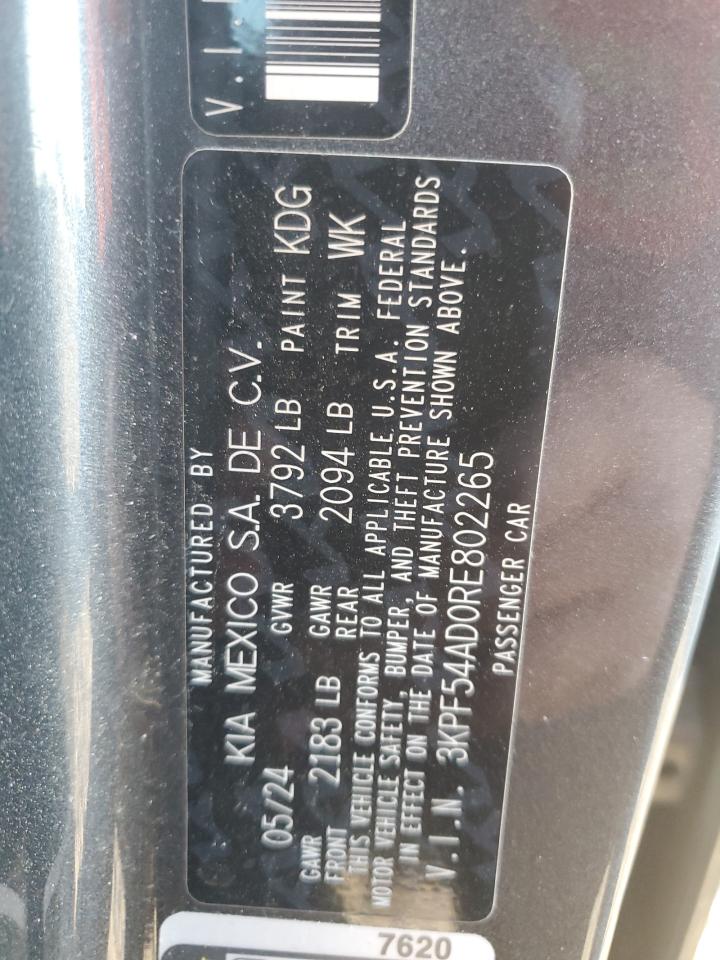 2024 Kia Forte Gt Line VIN: 3KPF54AD0RE802265 Lot: 92570835