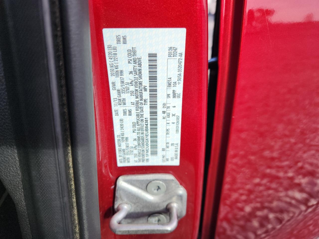 2014 Ford Escape Se VIN: 1FMCU0GX1EUB84381 Lot: 91422395