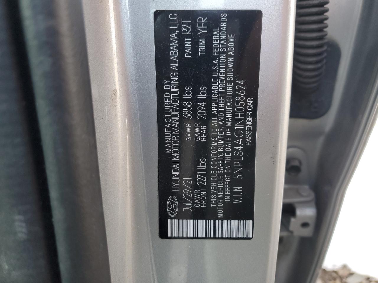 2022 Hyundai Elantra Sel VIN: 5NPLS4AG1NH058624 Lot: 91841545