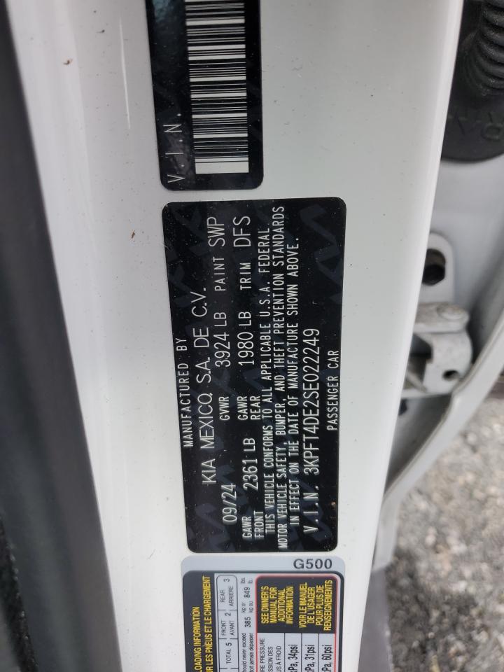 2025 Kia K4 Lx VIN: 3KPFT4DE2SE022249 Lot: 92413685