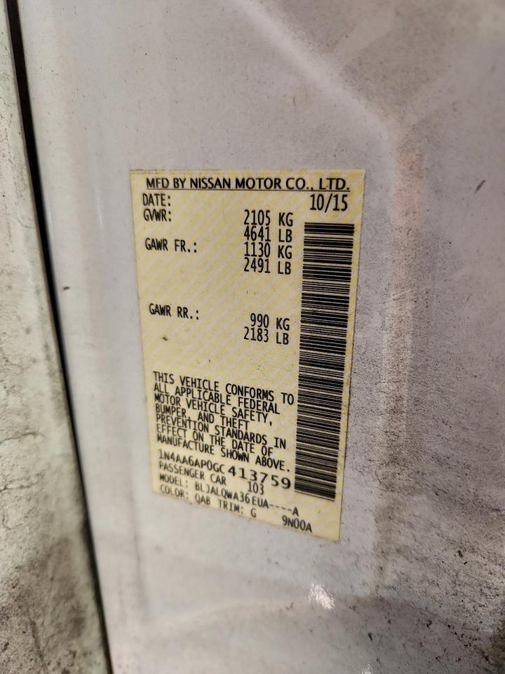 2016 Nissan Maxima 3.5S VIN: 1N4AA6AP0GC413759 Lot: 93859535