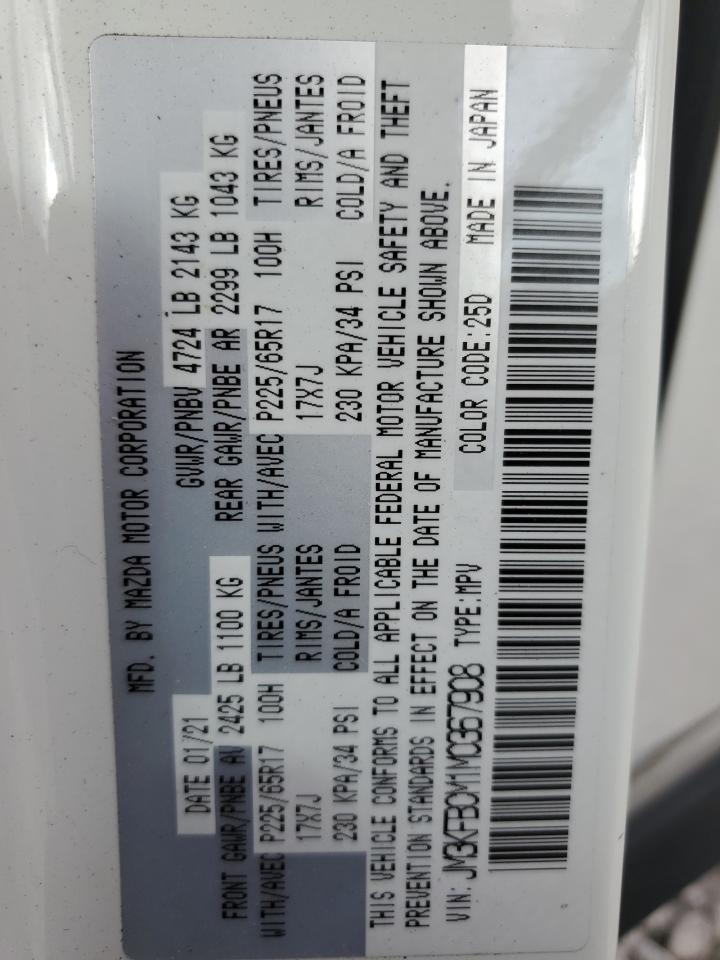 2021 Mazda Cx-5 Touring VIN: JM3KFBCM1M0367908 Lot: 90882445