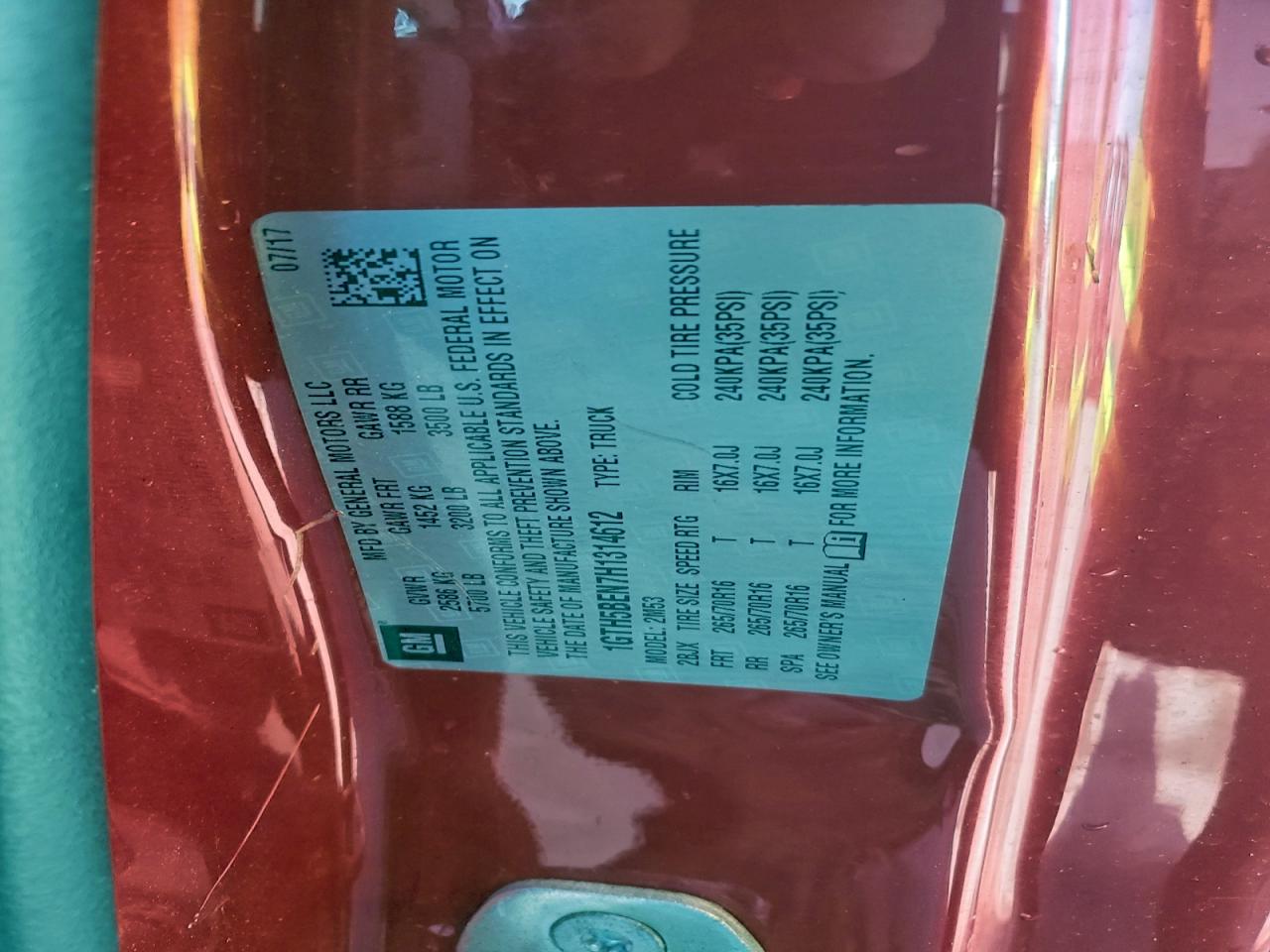 2017 GMC Canyon VIN: 1GTH5BEN7H1314612 Lot: 94411305