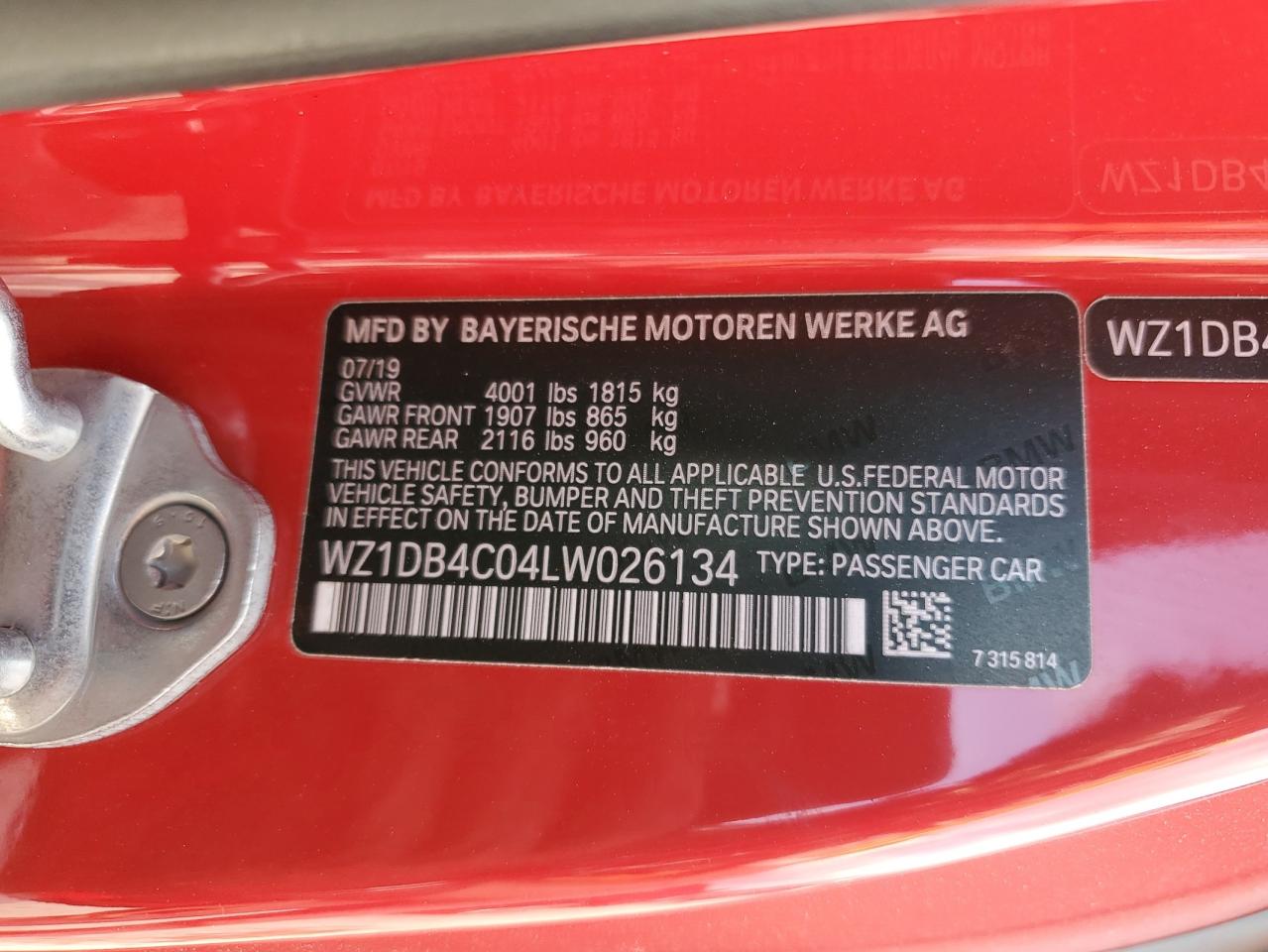2020 Toyota Supra Base VIN: WZ1DB4C04LW026134 Lot: 91829765