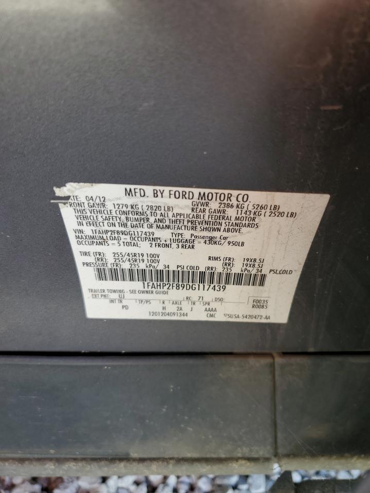 2013 Ford Taurus Limited VIN: 1FAHP2F89DG117439 Lot: 92447845