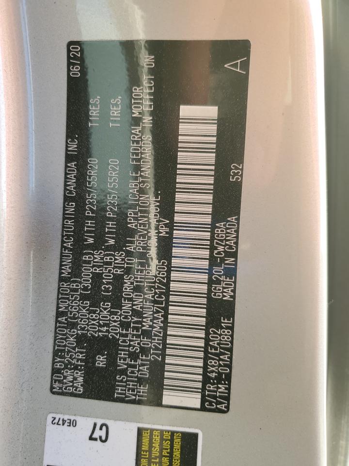 2020 Lexus Rx 350 VIN: 2T2HZMAA7LC172605 Lot: 91738545