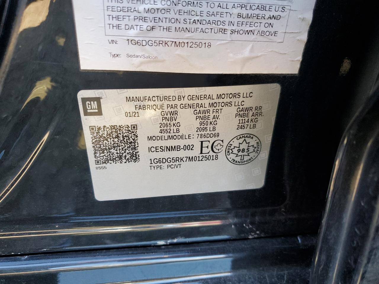 2021 Cadillac Ct4 Sport VIN: 1G6DG5RK7M0125018 Lot: 92859915