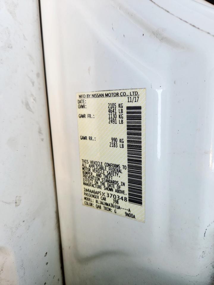 2018 Nissan Maxima 3.5S VIN: 1N4AA6AP5JC370348 Lot: 92310525