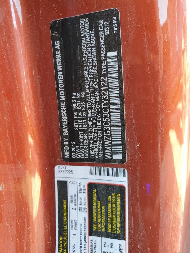 2012 Mini Cooper S Clubman VIN: WMWZG3C53CTY32122 Lot: 91256875