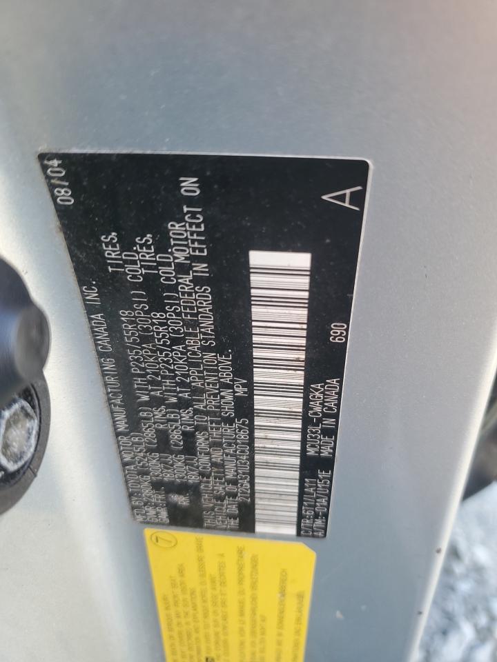 2004 Lexus Rx 330 VIN: 2T2GA31U34C018675 Lot: 93307035