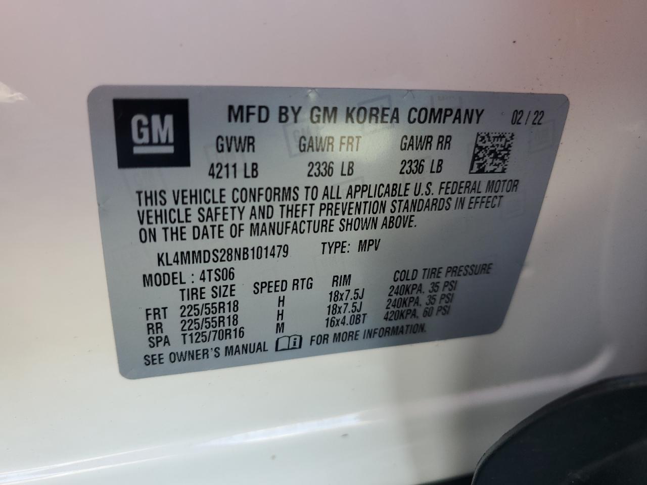 2022 Buick Encore Gx Select VIN: KL4MMDS28NB101479 Lot: 91379075