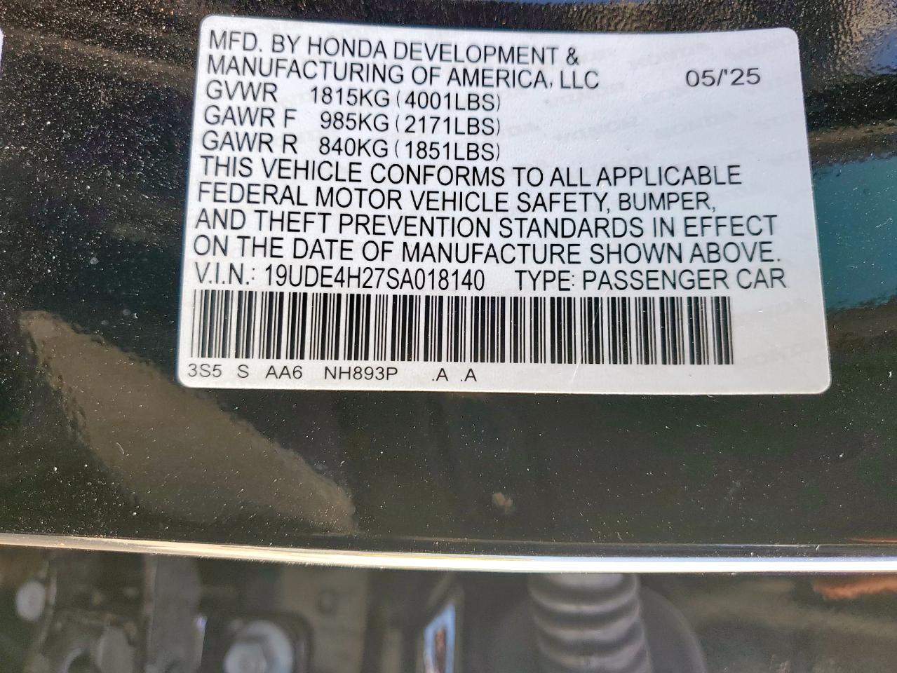 2025 Acura Integra VIN: 19UDE4H27SA018140 Lot: 92983935