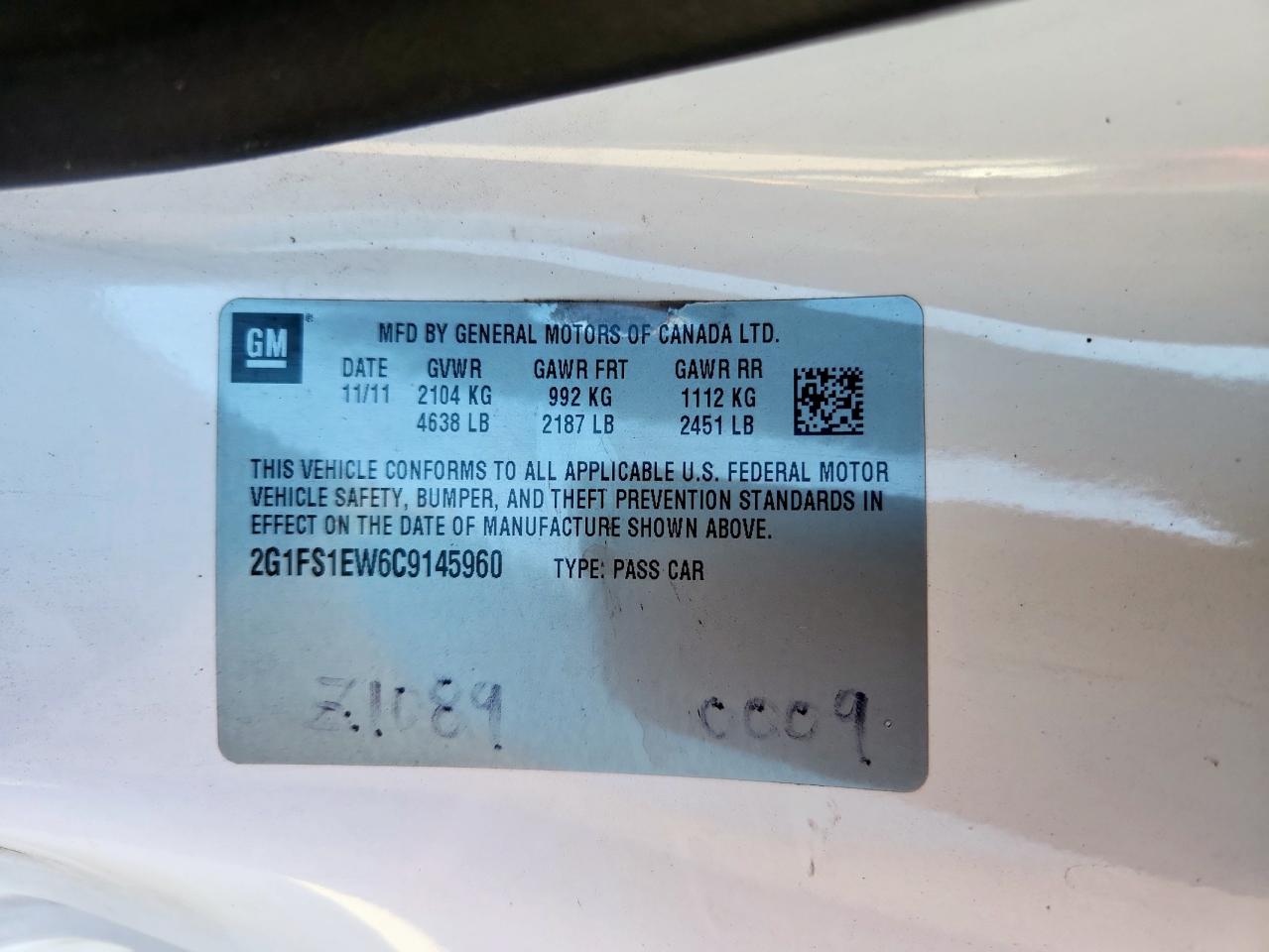 2012 Chevrolet Camaro Ss VIN: 2G1FS1EW6C9145960 Lot: 91112835