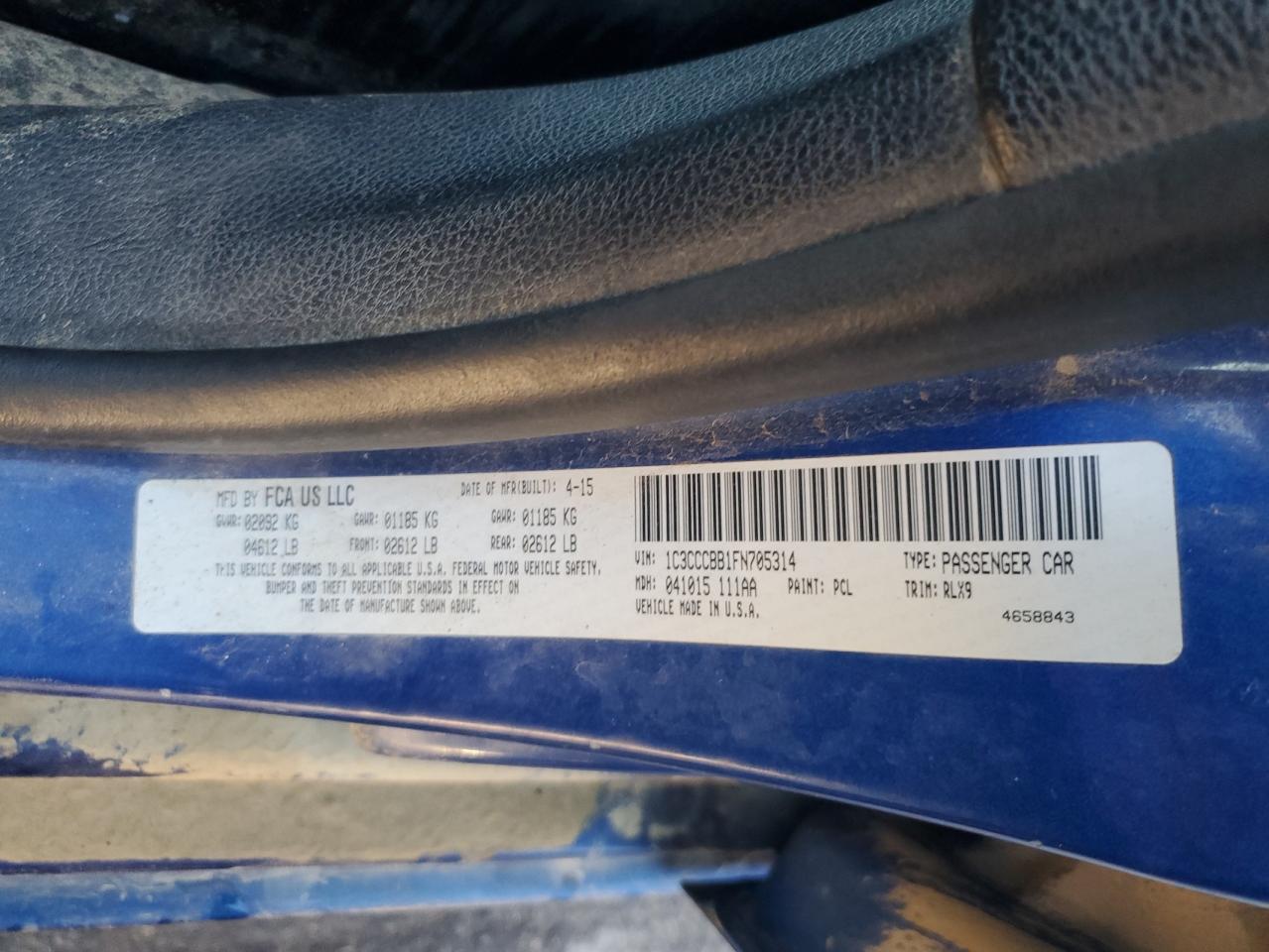 2015 Chrysler 200 S VIN: 1C3CCCBB1FN705314 Lot: 91075265