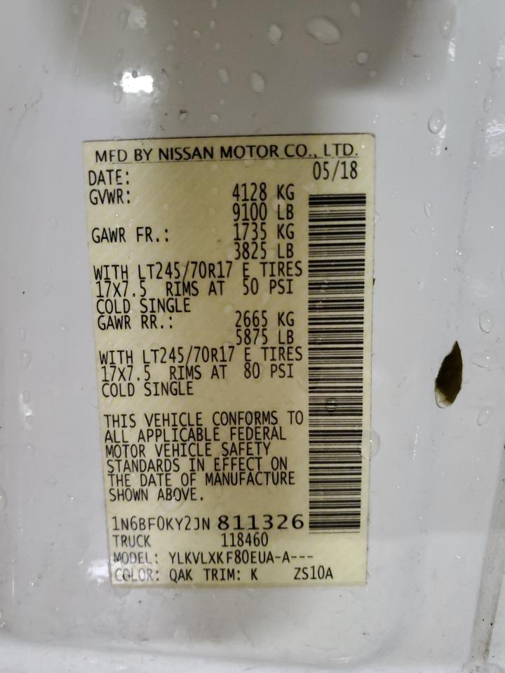 2018 Nissan Nv 1500 S VIN: 1N6BF0KY2JN811326 Lot: 92036835