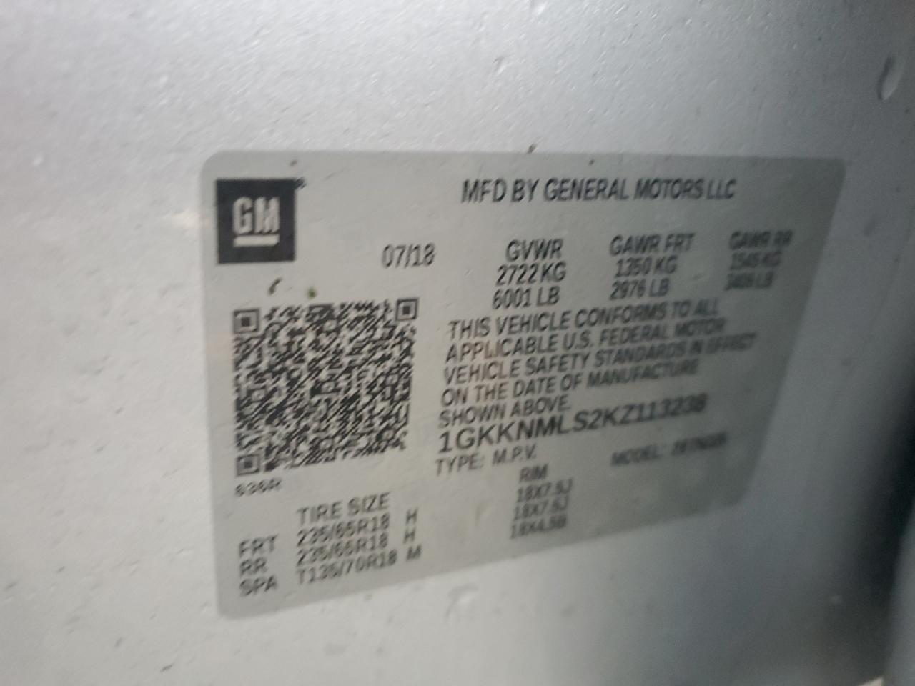 2019 GMC Acadia Slt-1 VIN: 1GKKNMLS2KZ113238 Lot: 91735965