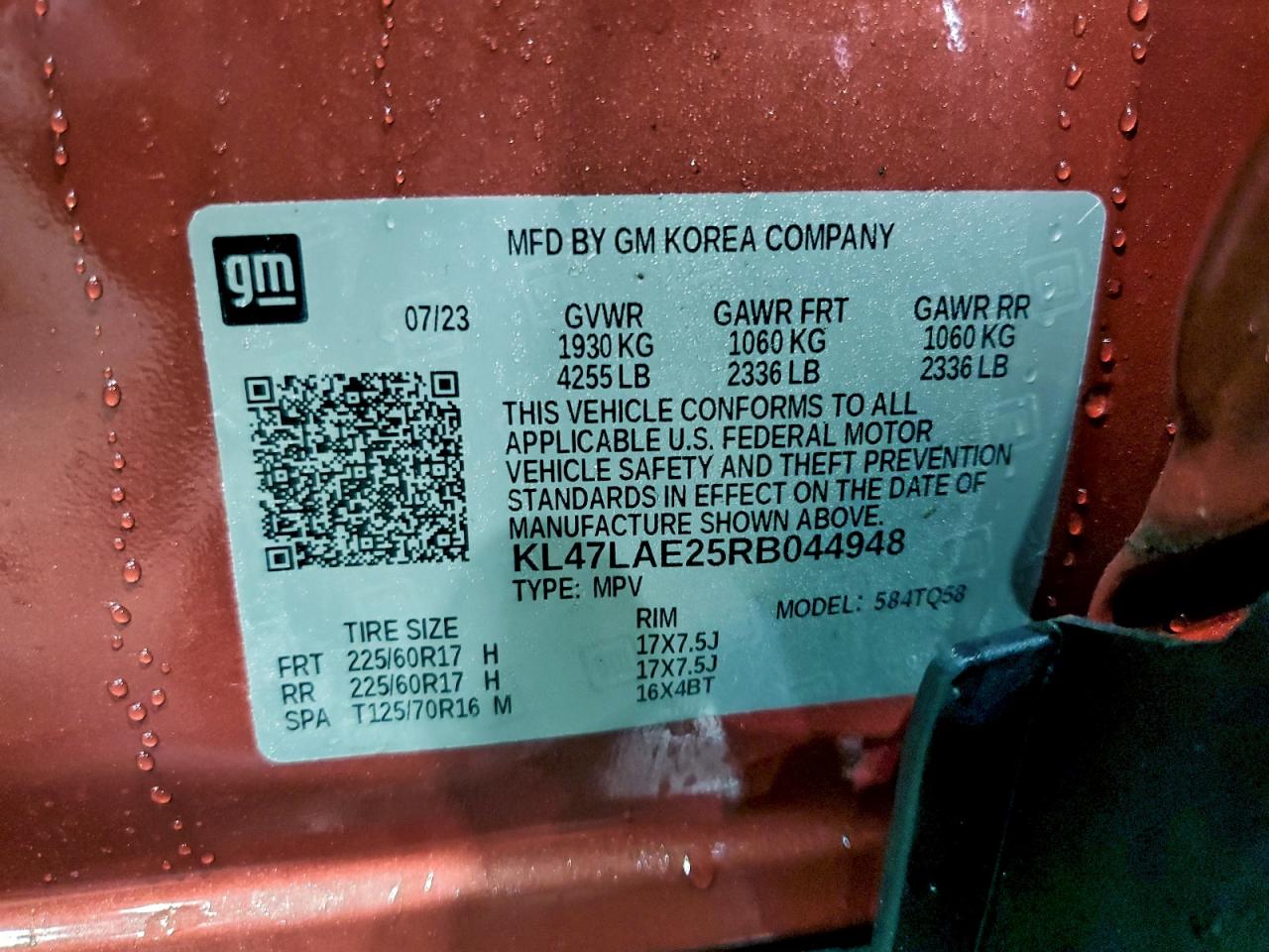 2024 Buick Envista Preferred VIN: KL47LAE25RB044948 Lot: 94155745