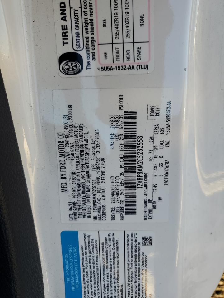 2012 Ford Mustang VIN: 1ZVBP8AM2C5232558 Lot: 91315955