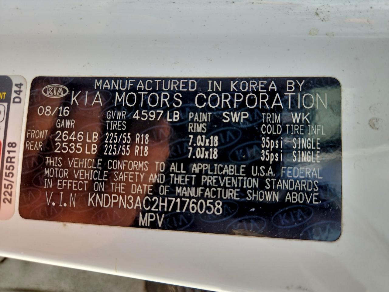 2017 Kia Sportage Ex VIN: KNDPN3AC2H7176058 Lot: 93747535