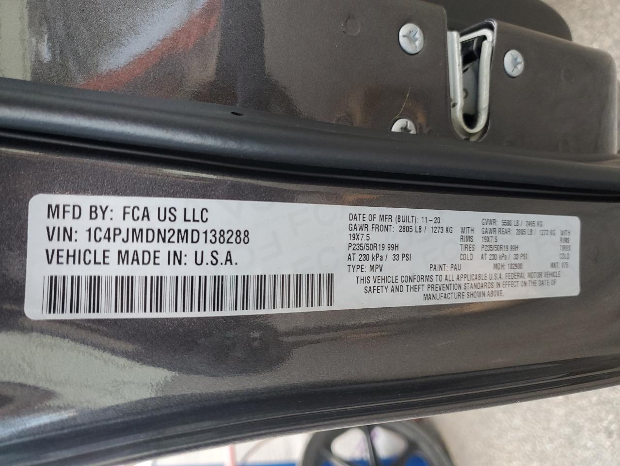 2021 Jeep Cherokee Limited VIN: 1C4PJMDN2MD138288 Lot: 93103525