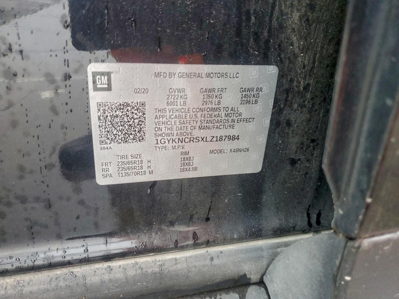 2020 Cadillac Xt5 Premium Luxury VIN: 1GYKNCRSXLZ187984 Lot: 93608355