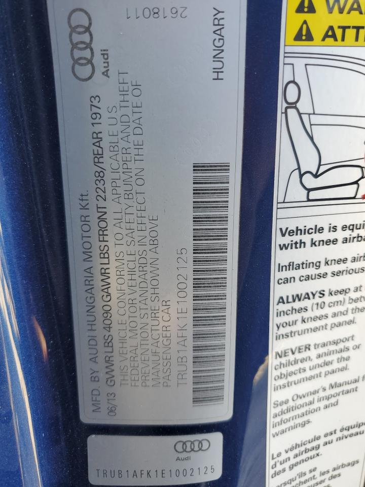 2014 Audi Tts Premium Plus VIN: TRUB1AFK1E1002125 Lot: 89664865