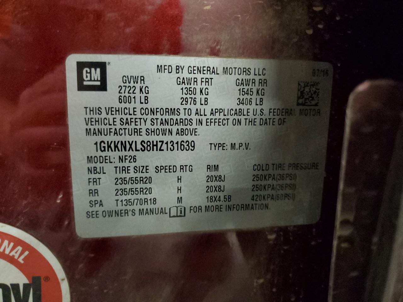 2017 GMC Acadia Denali VIN: 1GKKNXLS8HZ131639 Lot: 91629925